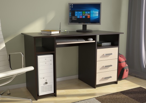 Стол Компьютерный ЛИК-5 -СК-4 Венге/Дуб Молочный (Ш-1240 × В-740 × Г-570 мм)