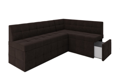 Кухонный угловой диван дельфин Атлантис микровелюр коричневый