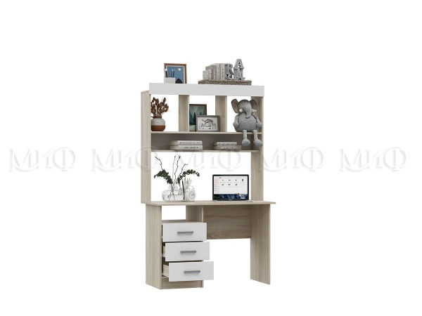 Стол с Надстройкой Марго (Ш-1100 x В-2200 x Г-380 мм) Дуб Сонома/Белый Глянец